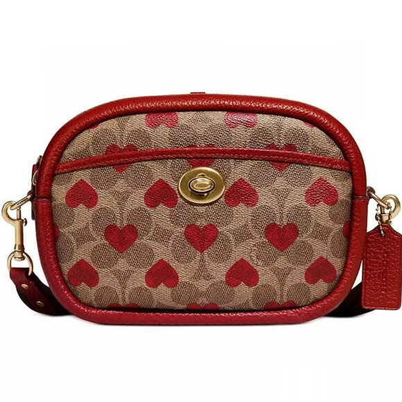 coach Camera Bag In Signature Canvas With Heart Print c8390 - Picture 1 of 8